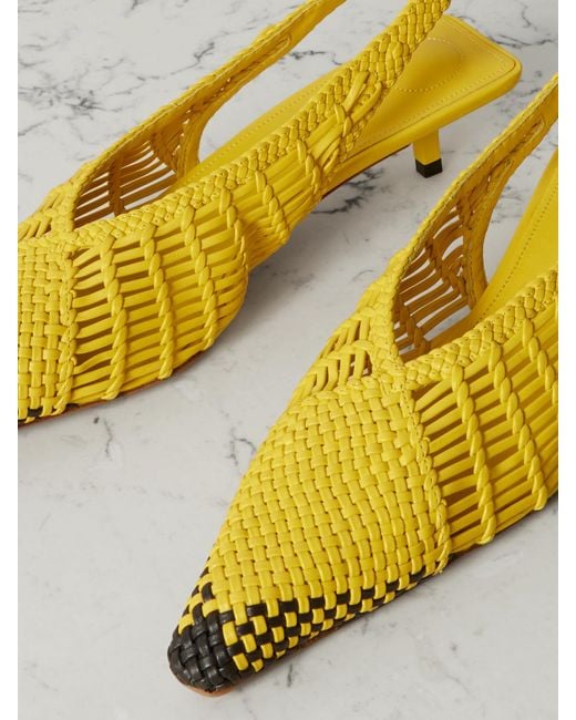 Jacquemus Cubisto Banane Leather Slingback Pumps in Yellow