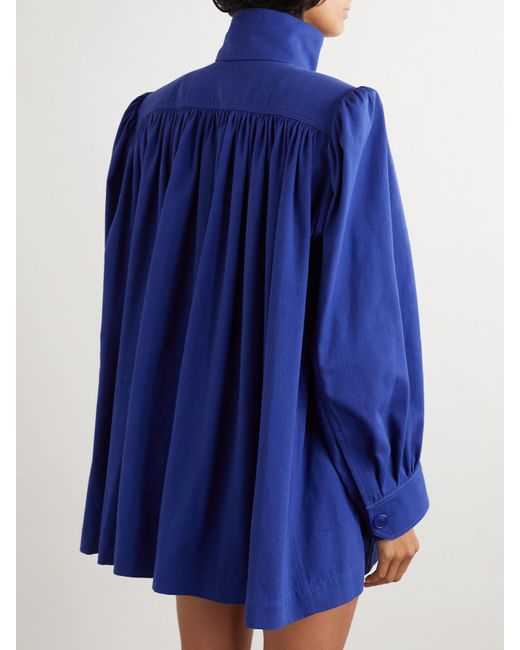 Chloé Blue Gathered Cotton-Canvas Jacket