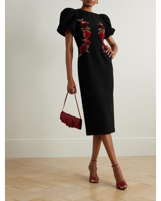 Robe Midi En Cady À Ornements Rosetta Rebecca Vallance en coloris Black