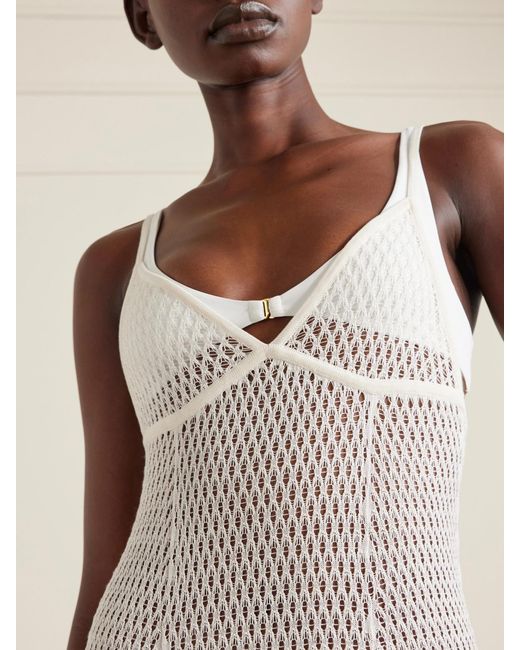 Kiki de Montparnasse White Crocheted Silk Maxi Dress