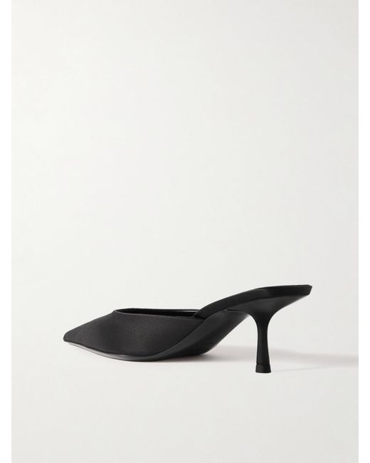 Saint Laurent White Barbara Mules Aus Satin