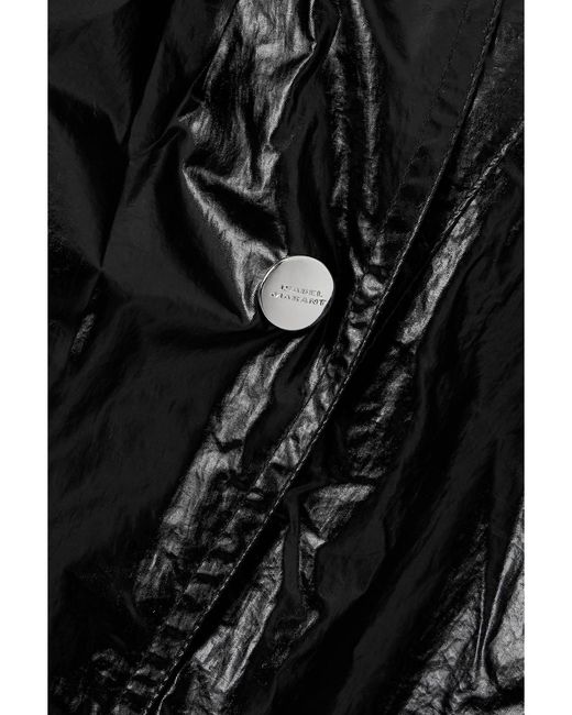 Isabel Marant Black Devina Oversized Crinkled-Glossed Shell Coat