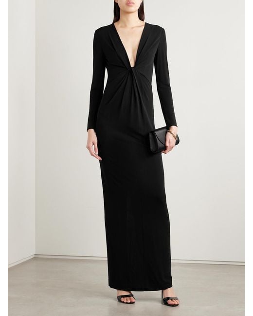 Nili Lotan Black Tavi Twist-Front Jersey Dress
