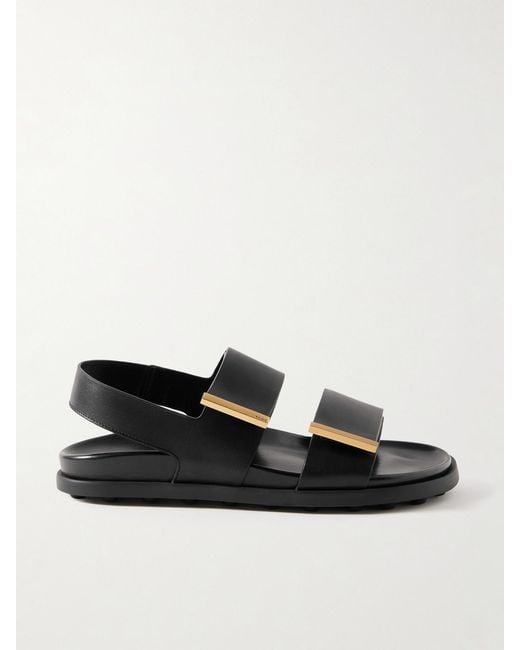 Tod's Black Embellished Leather Sandals