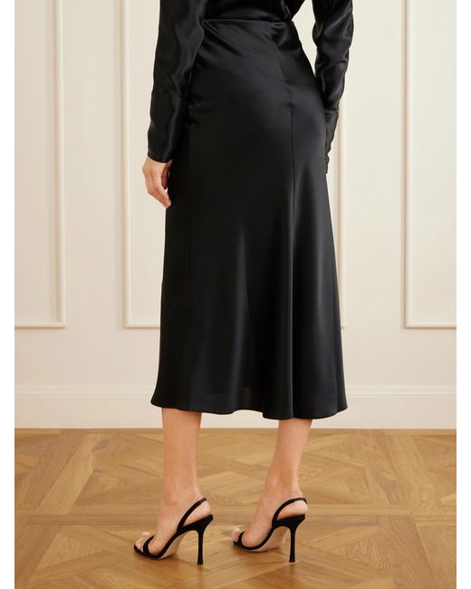 Galvan Black Valetta Satin Midi Skirt