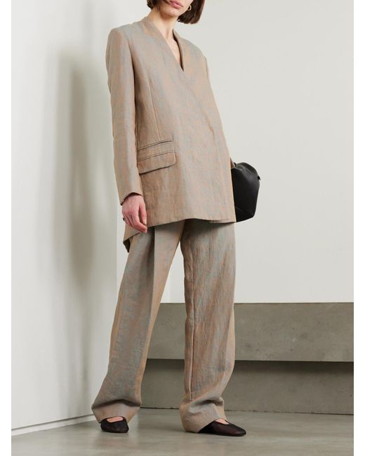 TOVE Natural Aleen Pleated Hemp Straight-Leg Pants