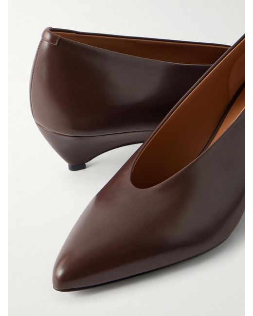 Jil Sander Brown Arc Leather Pumps
