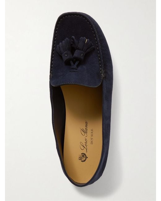 Mocassins Convertibles En Daim À Glands Loro Piana en coloris Blue