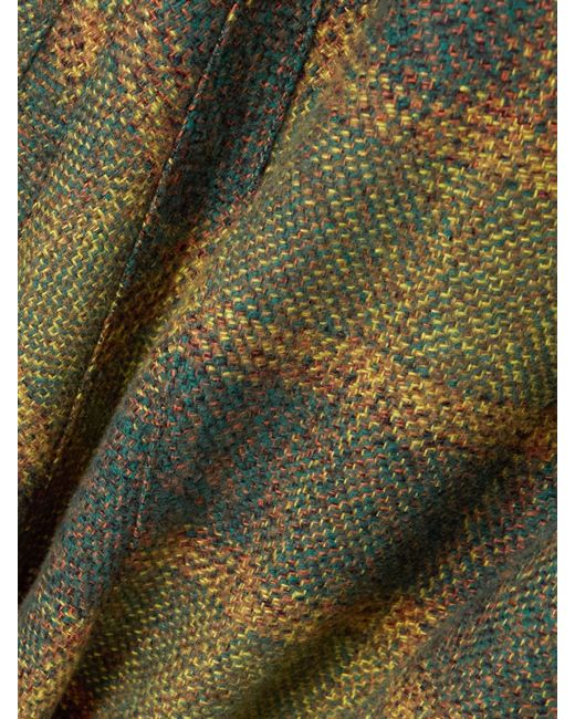 Our Legacy Green Rebel Distressed Paneled Checked Cotton-Flannel Midi Skirt