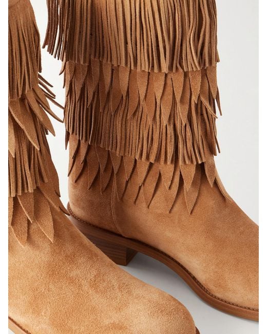 Aquazzura Brown Maverick 35 Fringed Suede Boots