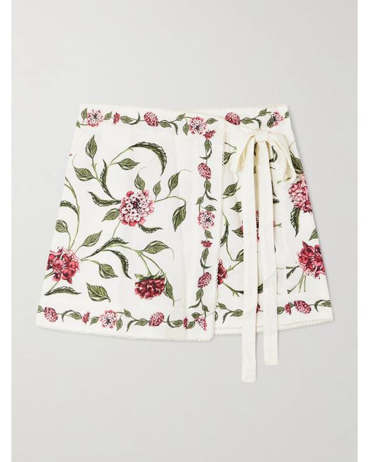 Agua Bendita Natural Luna Floral-Print Cotton And Linen-Blend Pareo