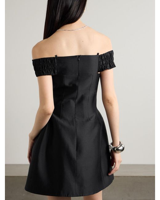 ShuShu/Tong Black Bow-Embellished Cutout Wool And Silk-Blend Mini Dress