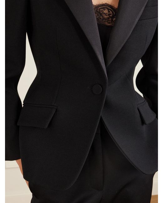 Givenchy Black Silk-Blend Twill-Trimmed Textured Wool-Blend Blazer