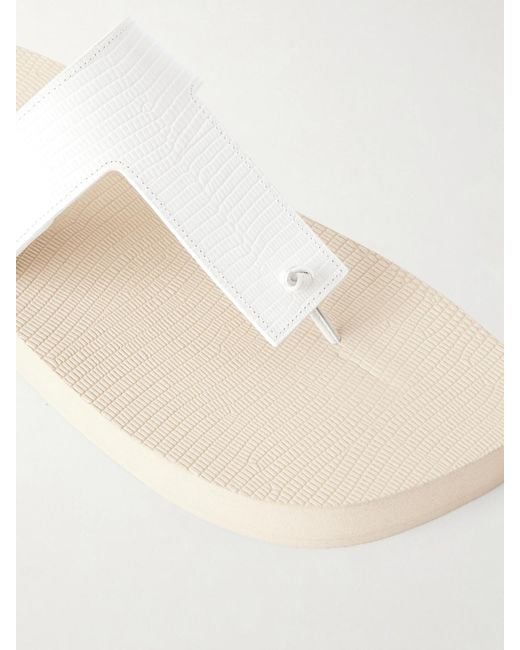 Christen Natural Edge Lizard-Effect Leather Flip Flops
