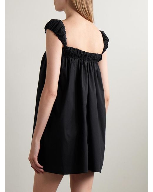 Staud Black Beau Minikleid Aus Popeline Aus Einer Baumwollmischung Mit Raffungen