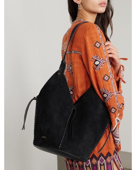 Isabel Marant Black 25E Tampa Leather-Trimmed Suede Tote