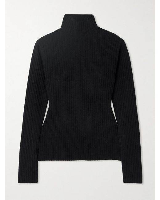 arch4 Black Ariana Gerippter Kaschmirpullover Mit Stehkragen