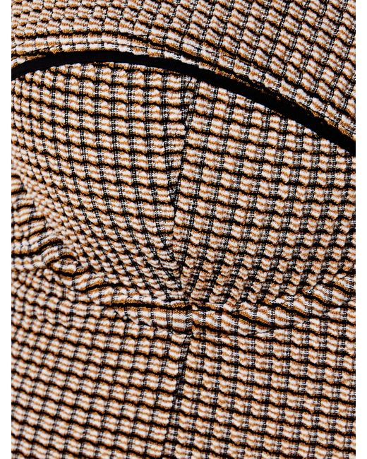 Staud Brown Maeve Checked Piqué Underwired Swimsuit