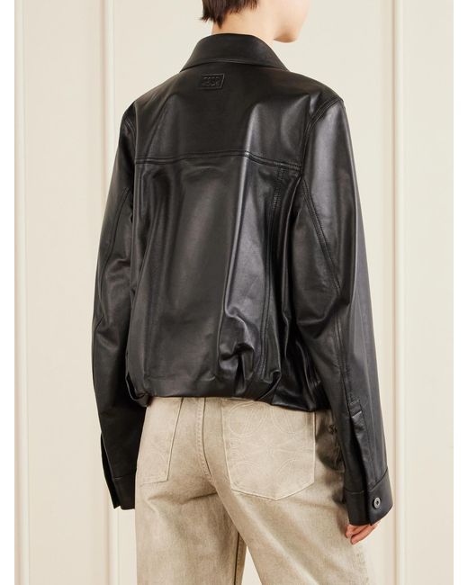 Loewe Black Gathered Leather Jacket