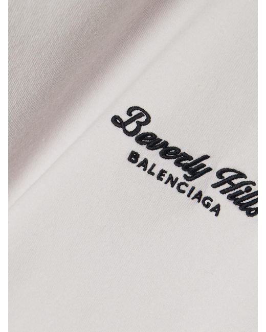 Balenciaga White Embroidered Stretch-Cotton T-Shirt