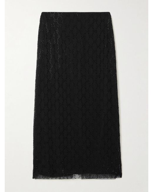 Gucci Black Midirock Aus Tüll Mit Kristallen