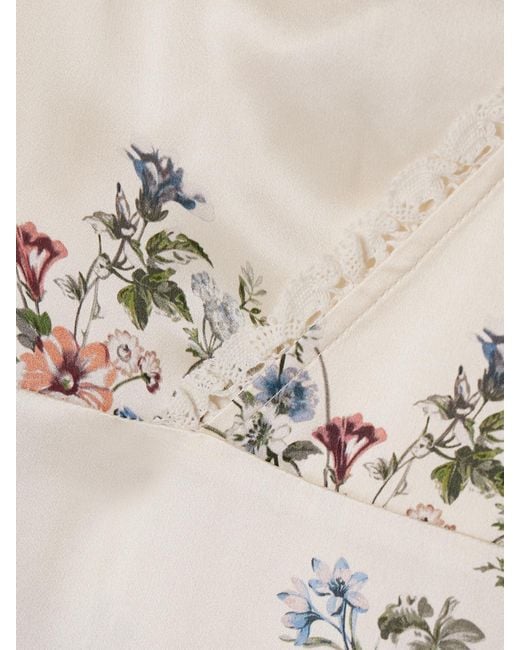 Doen Natural Tahlia Lace-Trimmed Floral-Print Silk-Charmeuse Midi Dress