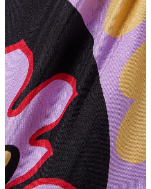 LaDoubleJ White Roy One-Shoulder Printed Silk-Twill Maxi Dress