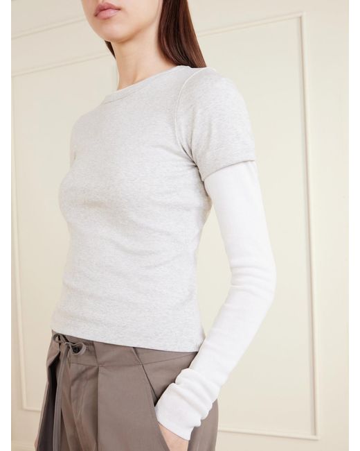 Flore Flore White Car Ribbed Organic Cotton-Jersey T-Shirt