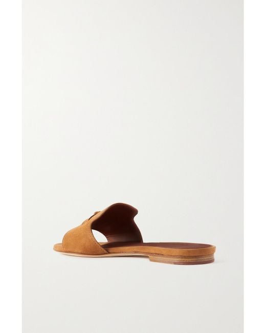 Loro Piana Brown Summer Charms Suede Slides