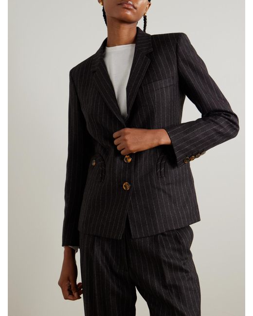 Blazé Milano Black Akira Blazer Aus Einer Woll-Kaschmirmischung Mit Nadelstreifen