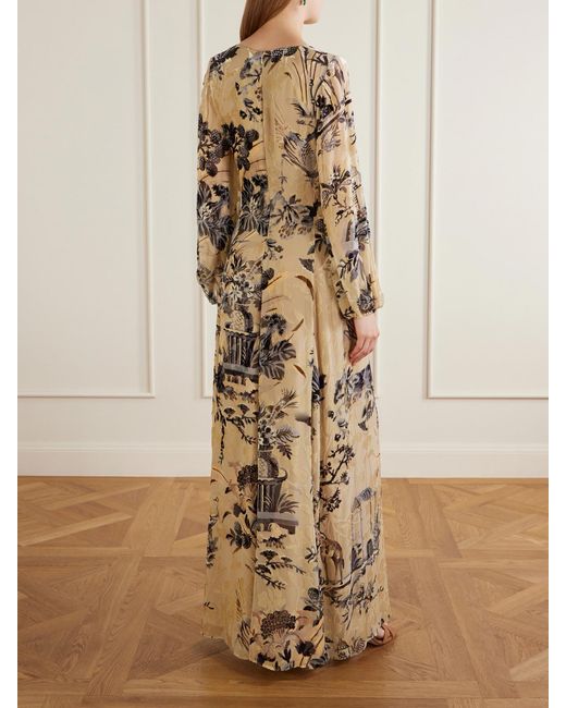 Etro Natural Printed Floral-Jacquard Maxi Dress