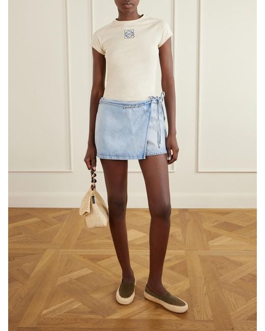 Loewe White Paula's Ibiza Rio Suede And Raffia Espadrilles