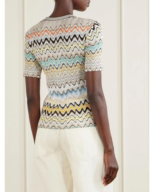 Missoni Natural Striped Crochet-Knit Sweater