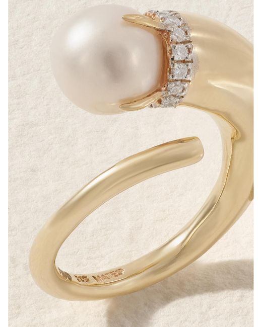 Mateo Natural Cornucopia Ring Aus 14 Karat Mit Diamanten Und Perle