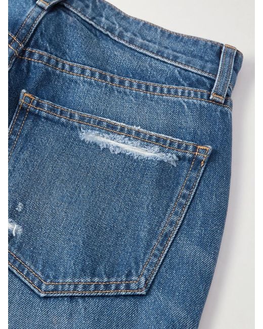 Veronica Beard Blue Dylan Distressed High-Rise Straight-Leg Jeans