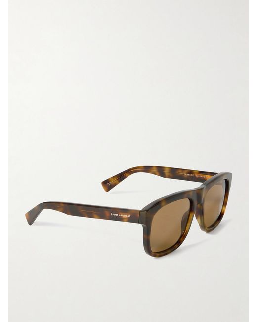 Saint Laurent Brown Square-Frame Tortoiseshell Acetate Sunglasses