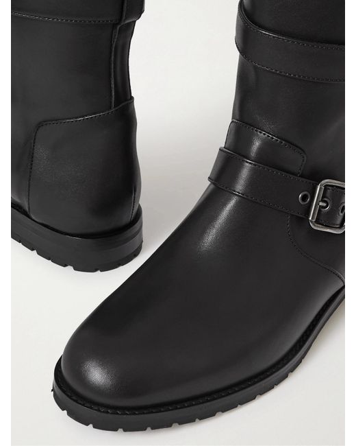 Manolo Blahnik Black Sulaltra Buckled Leather Ankle Boots