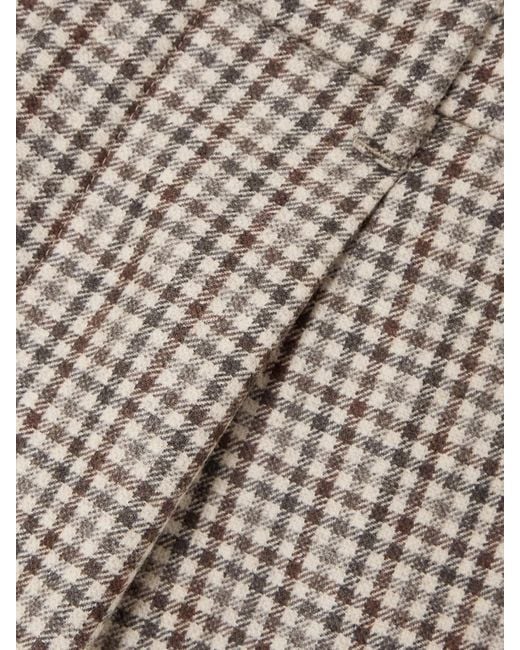 Brunello Cucinelli Natural Minirock Aus Karierter Wolle Mit Falten