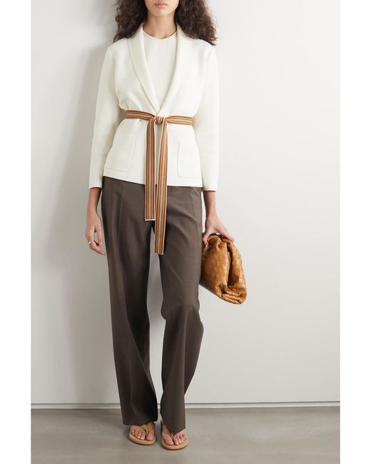 Loro Piana White Belted Silk And Cotton-Blend Cardigan