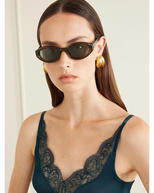 Saint Laurent Brown Sl 567 Plump Cat-Eye Injected Sunglasses