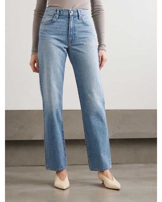 SLVRLAKE Denim Blue Kendra High-Rise Straight-Leg Jeans