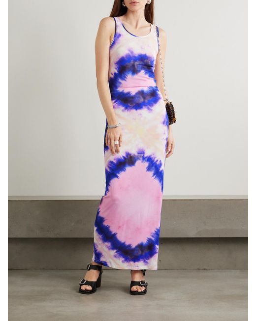 Rabanne Purple Maxirock Aus Stretch-Crêpe Mit Batikmuster