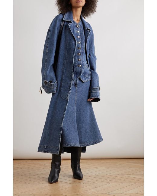Chloé Blue Net Sustain Flared Recycled-Denim Midi Dress