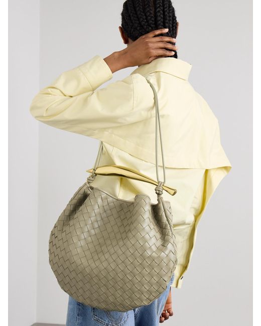 Bottega Veneta Gray Sardine Medium Intrecciato Leather Shoulder Bag