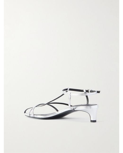 Jil Sander White Metallic Leather Sandals