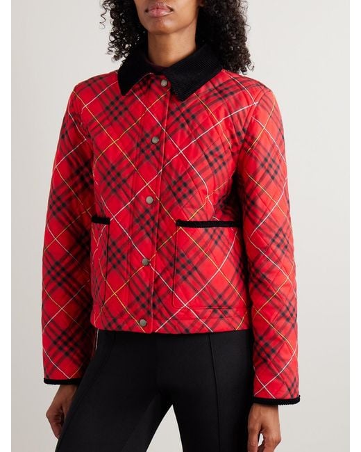 Burberry Red Quilted Cropped Jacket