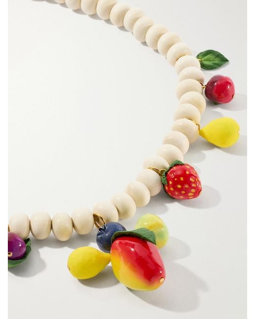Jennifer Behr White Fruita Beads, Resin And-Tone Necklace