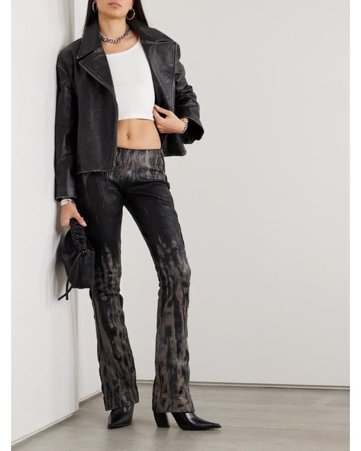 Acne Black Leather Jacket With A 'Vintage' Effect