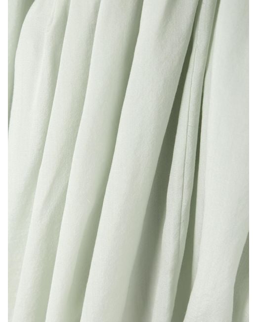 Chloé White Robe Aus Seidenchiffon Mit Raffungen Und Spitzenbesätzen