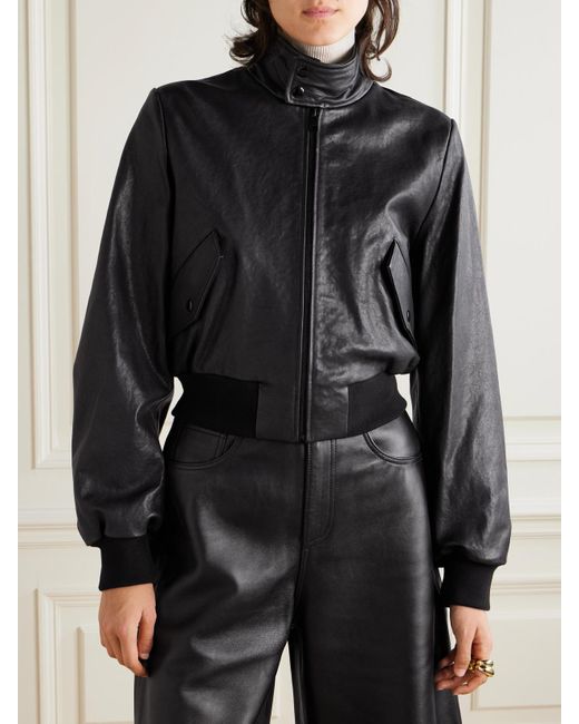 FRAME Black The Harrington Leather Jacket